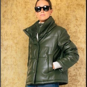 NWOT Olive Vegan Leather Ralph Jacket -M